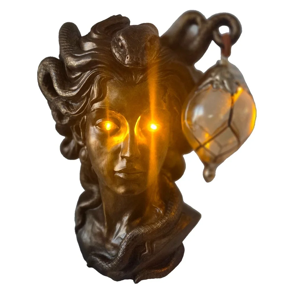 Tahari Home 14 Inch Medusa Bust LED Lighted Eyes Lantern Bronze Halloween Decor